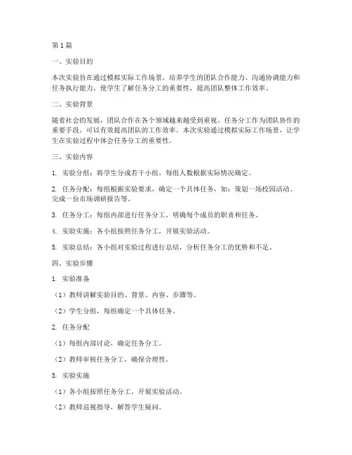 任务分工实验报告模板(3篇)