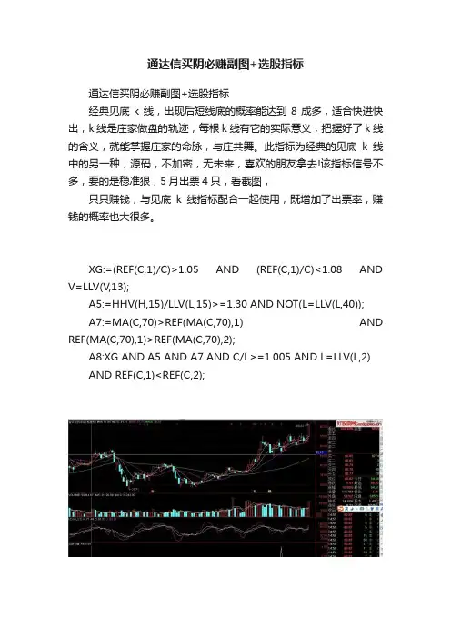 通达信买阴必赚副图+选股指标