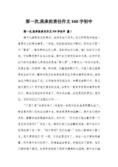 那一次,我承担责任作文500字初中
