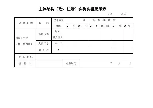 主体结构(砼)实测实量记录