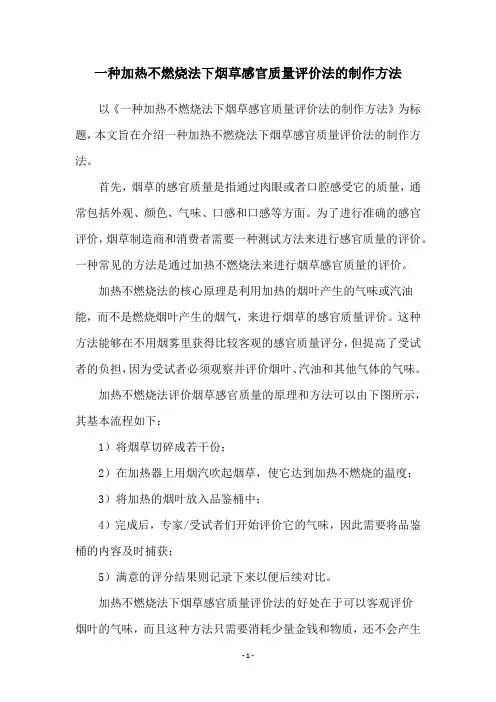 一种加热不燃烧法下烟草感官质量评价法的制作方法
