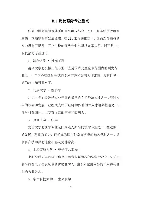 211院校强势专业盘点