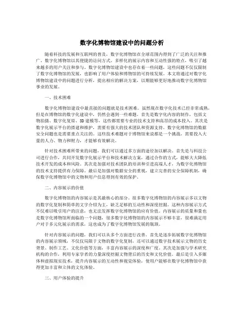 数字化博物馆建设中的问题分析