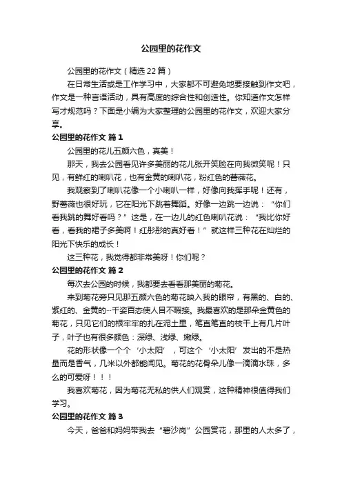 公园里的花作文（精选22篇）