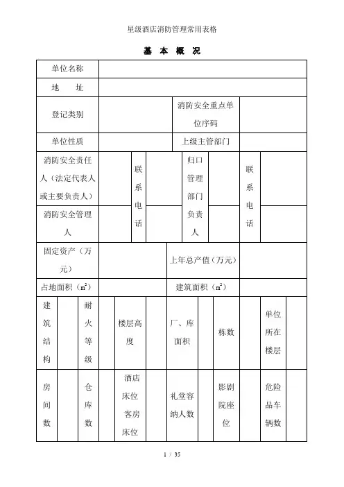 星级酒店消防管理常用表格