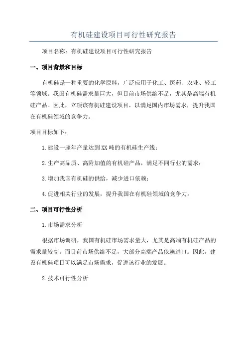 有机硅建设项目可行性研究报告