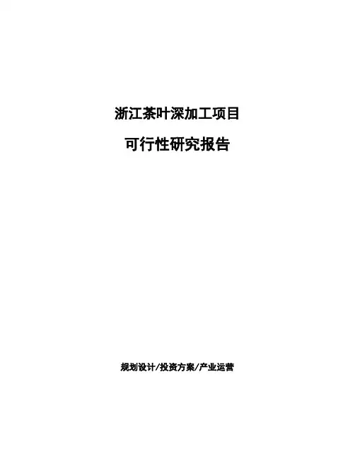 浙江茶叶深加工项目可行性研究报告