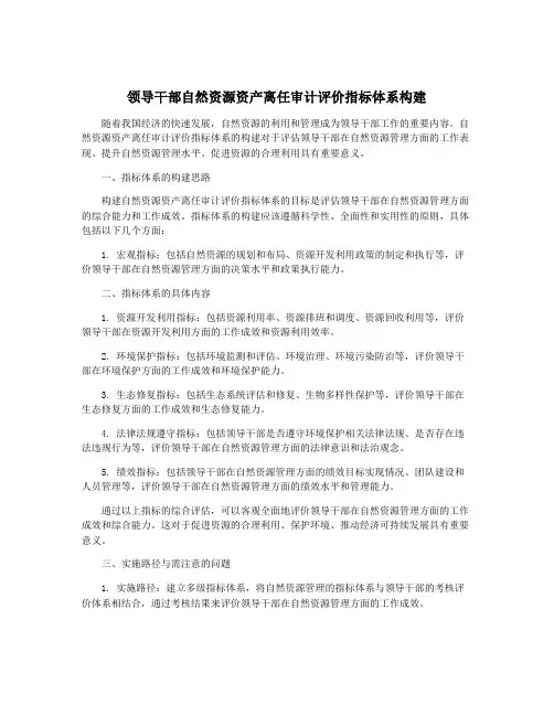 领导干部自然资源资产离任审计评价指标体系构建