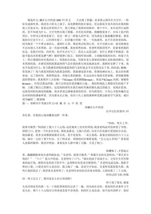 藏在心中地爱(800字)作文