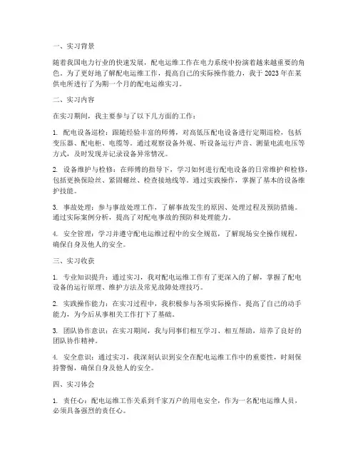 配电运维实习报告