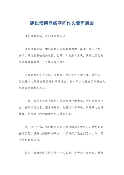 建设清朗网络空间作文青年层面