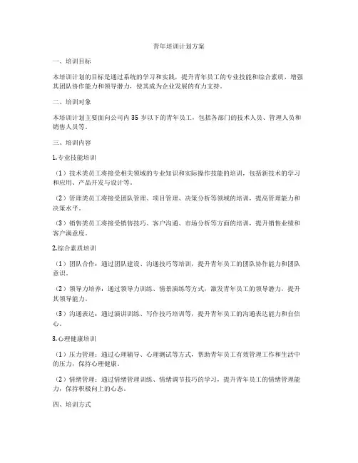 青年培训计划方案