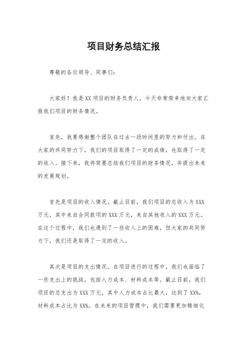 项目财务总结汇报