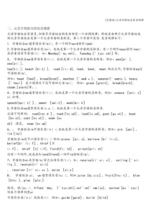 (完整版)元音字母组合发音规律
