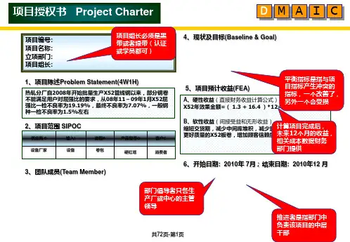 DMAICProjectTemplate范例六西格玛流程指导
