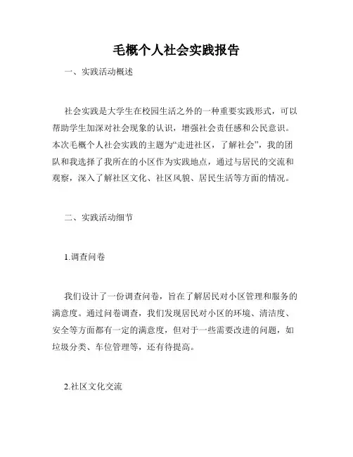 毛概个人社会实践报告