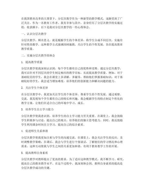 分层次教学教育心得体会