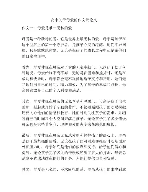 高中关于母爱的作文议论文