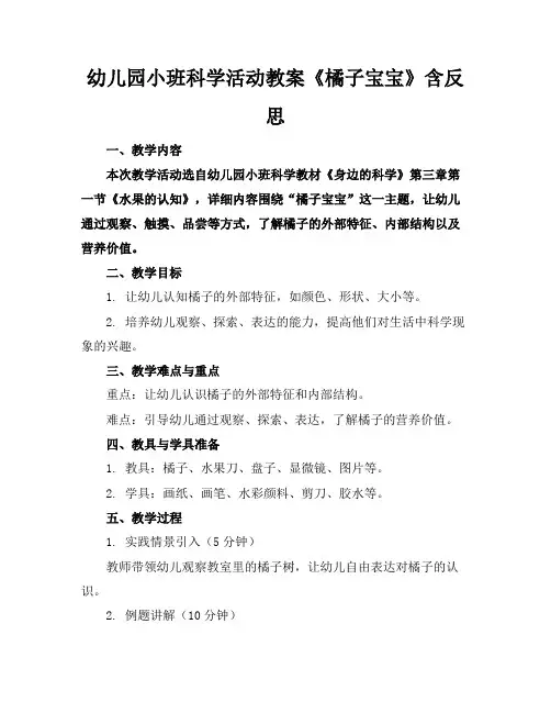 幼儿园小班科学活动教案《橘子宝宝》含反思