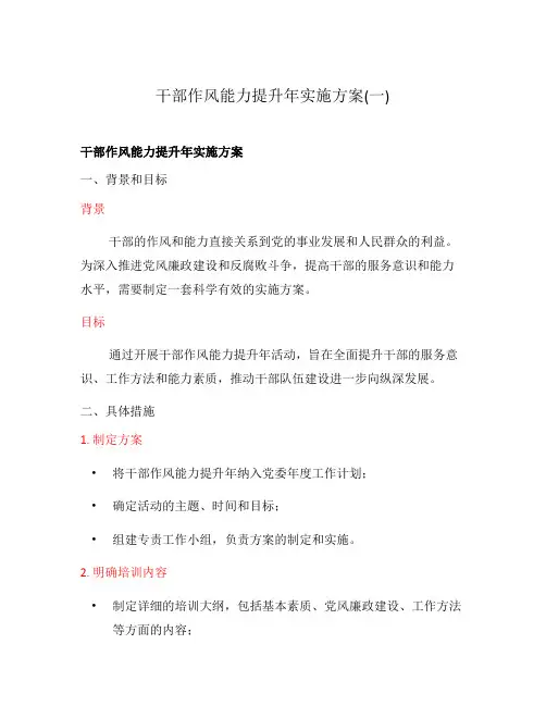 干部作风能力提升年实施方案(一)