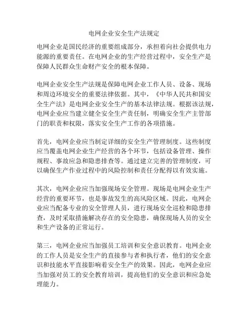 电网企业安全生产法规定