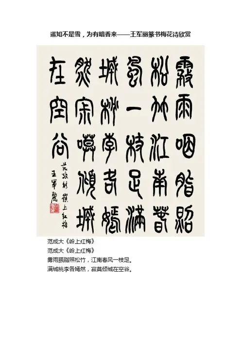 遥知不是雪，为有暗香来——王军丽篆书梅花诗欣赏