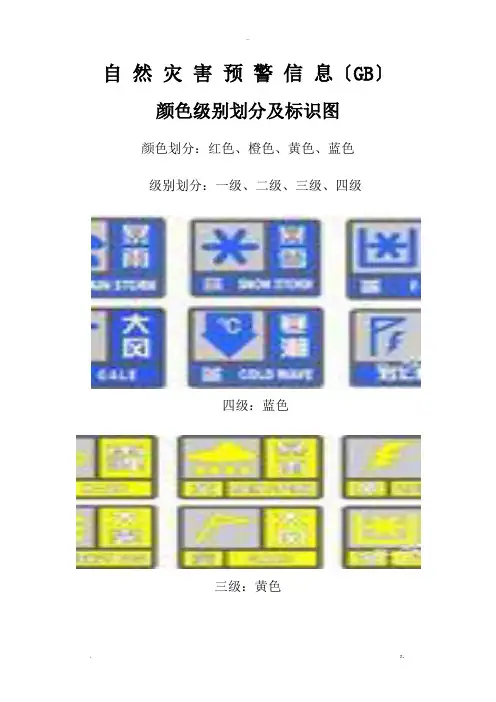 自然灾害预警信息---颜色等级划分及图标