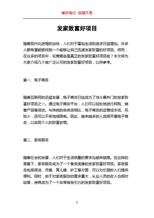 发家致富好项目