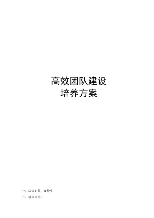 高效团队建设培养方案