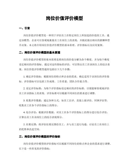 岗位价值评价模型