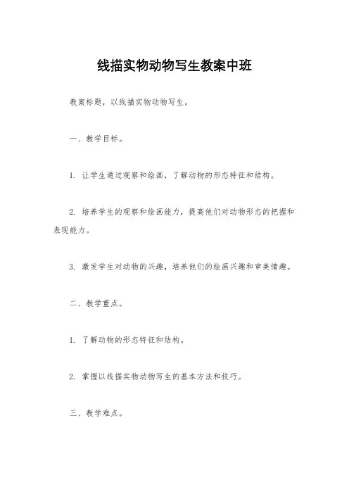线描实物动物写生教案中班