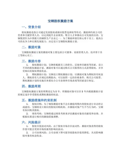 宝钢股权激励方案