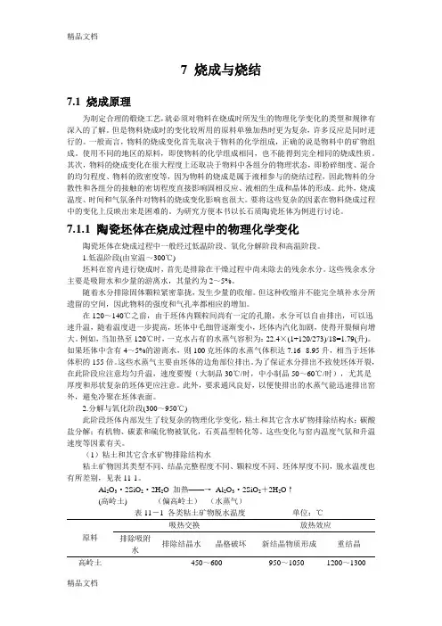 (整理)陶瓷烧成与烧结