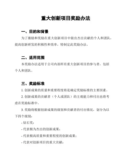 重大创新项目奖励办法