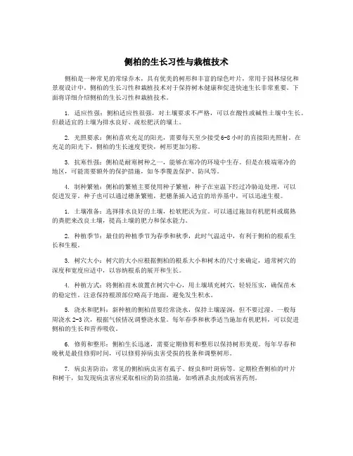侧柏的生长习性与栽植技术