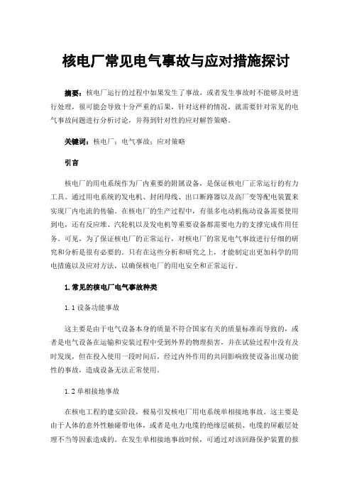 核电厂常见电气事故与应对措施探讨
