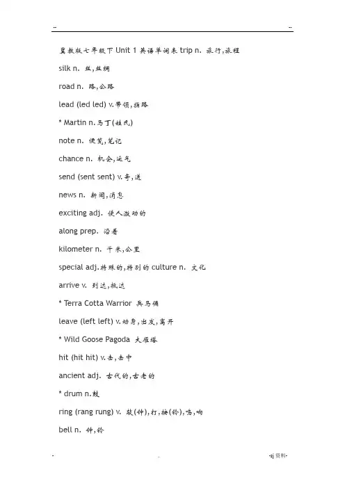 冀教版七年级下英语单词表