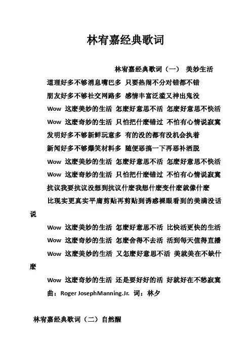 林宥嘉经典歌词