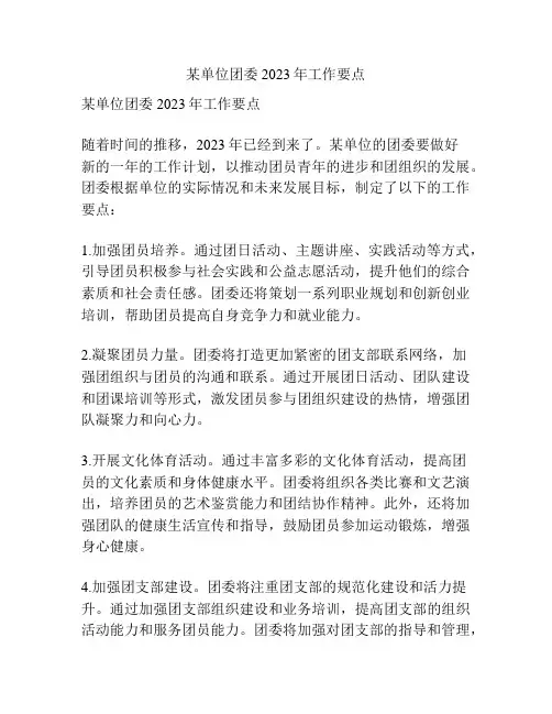 某单位团委2023年工作要点