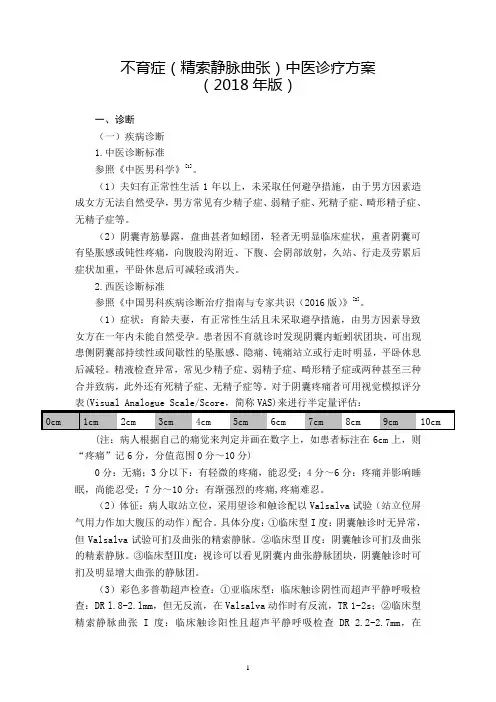 30.不育症(精索静脉曲张)中医诊疗方案