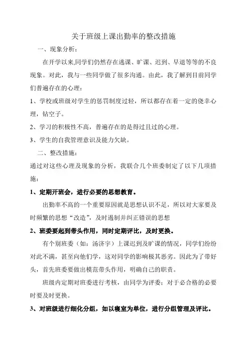 关于班级上课出勤率的整改措施