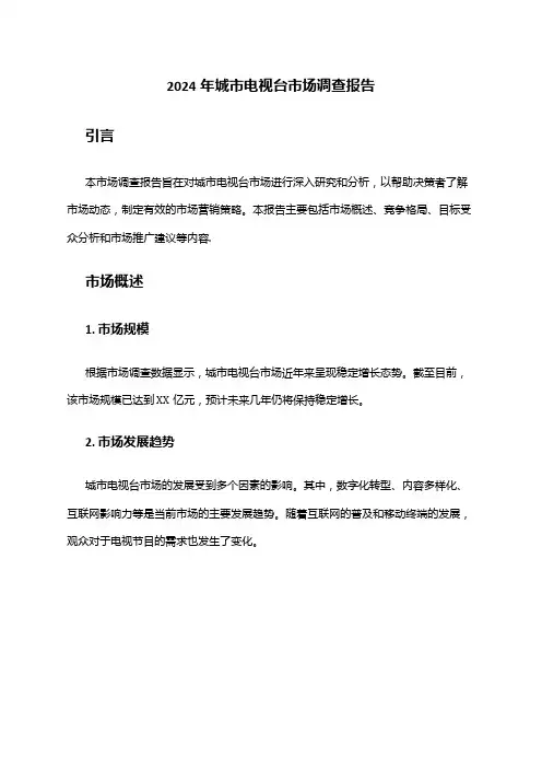 2024年城市电视台市场调查报告