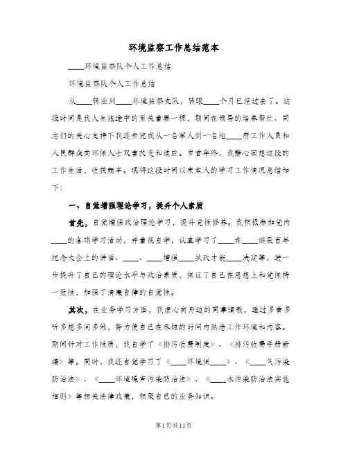 环境监察工作总结范本(五篇)