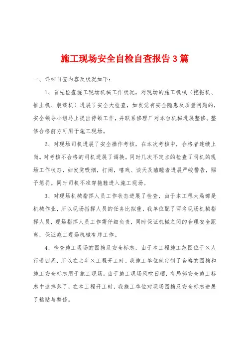 施工现场安全自检自查报告3篇