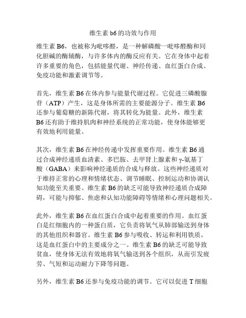 维生素b6的功效与作用