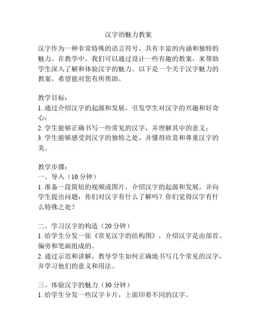 汉字的魅力教案