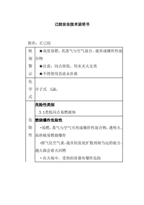 己烷安全技术说明书
