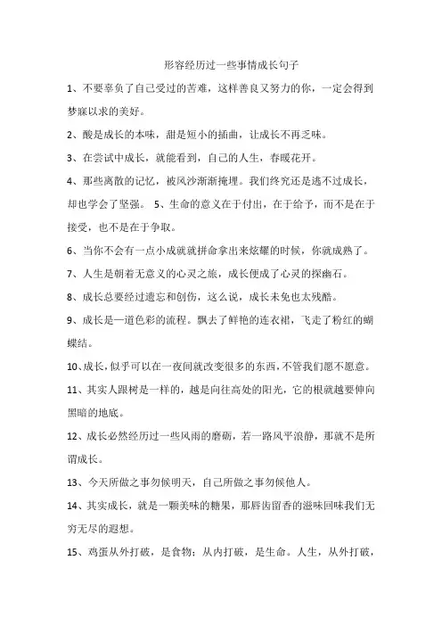 形容经历过一些事情成长句子
