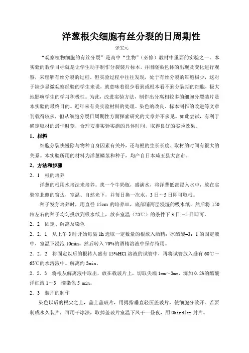 洋葱根尖细胞有丝分裂的周期性