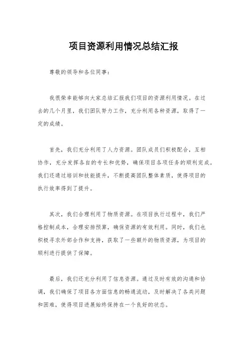 项目资源利用情况总结汇报